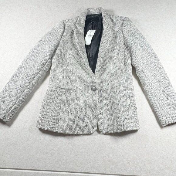 Women's Banana Republic Blazer Tweed One-Button Pockets Size 6 NWT - Picture 1 of 8